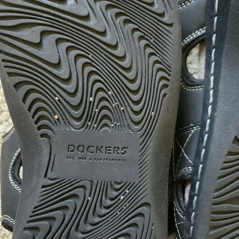 Mens Dockers Newpage Black Slingback Memory Foam Sport River Sandals Size US 8M